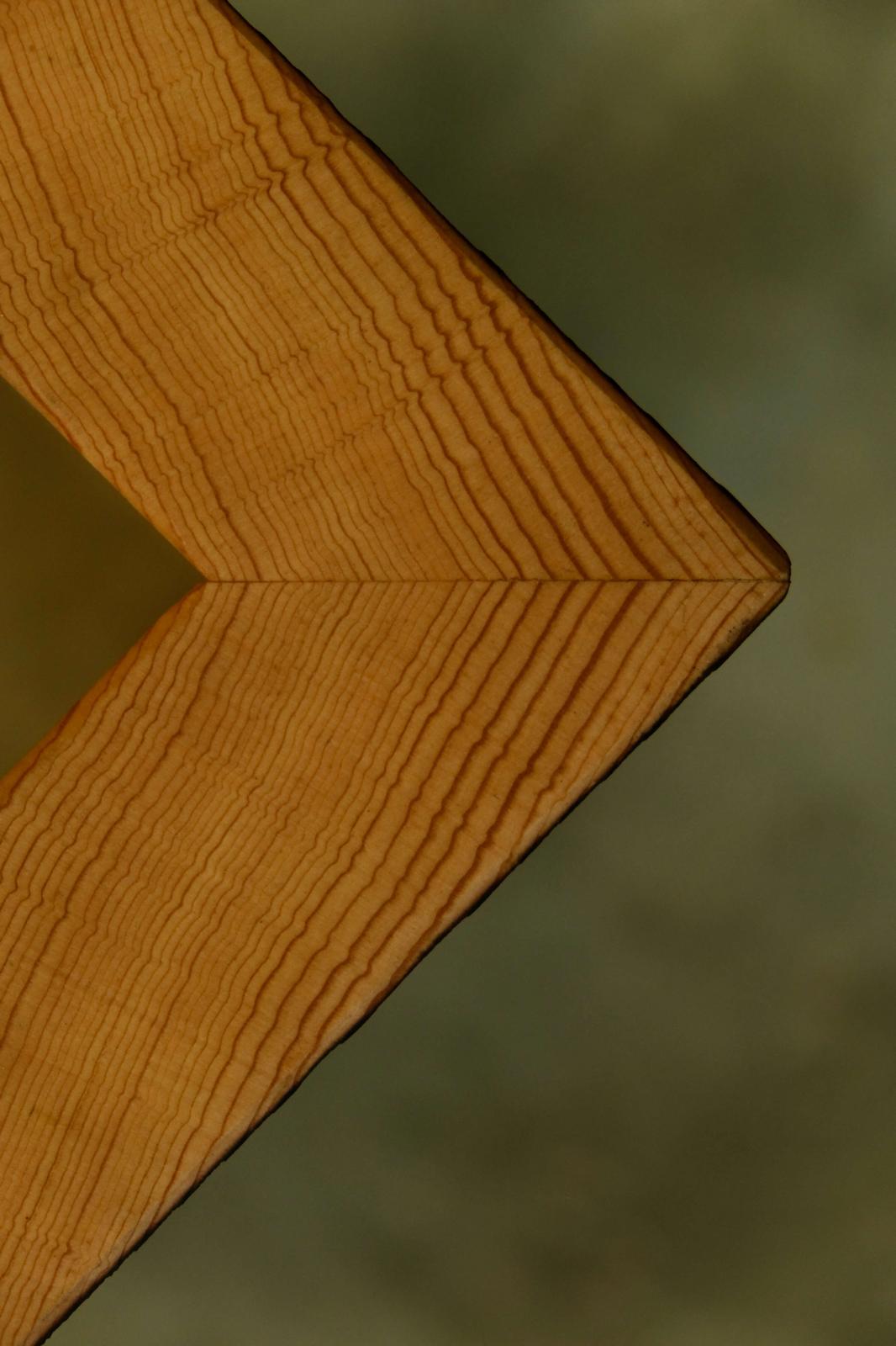 Mitre joint detail on the solid Douglas fir Lilac bed frame, made in Canada